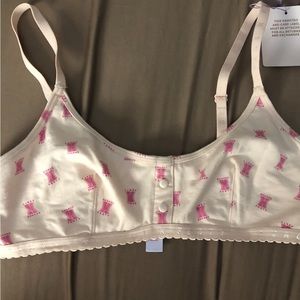BNWT Savage Fenty Scallop Logo Bralette large pink w bright pink accent